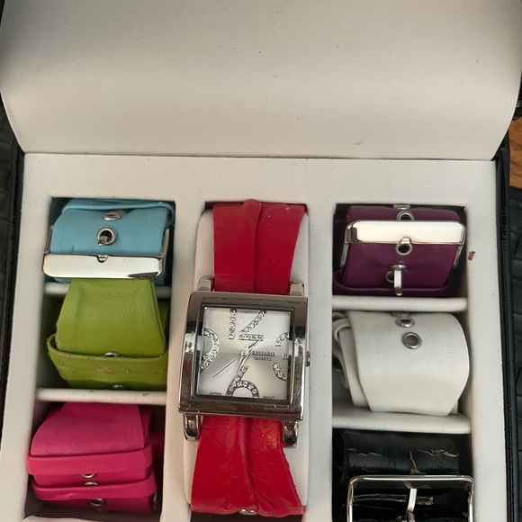 Kessaris Watch Rhinestone Numbers 7 Colored Soft Bands READ - Picture 2 of 5